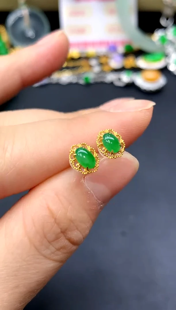 18K金镶嵌翡翠耳饰368-中国好珍宝
