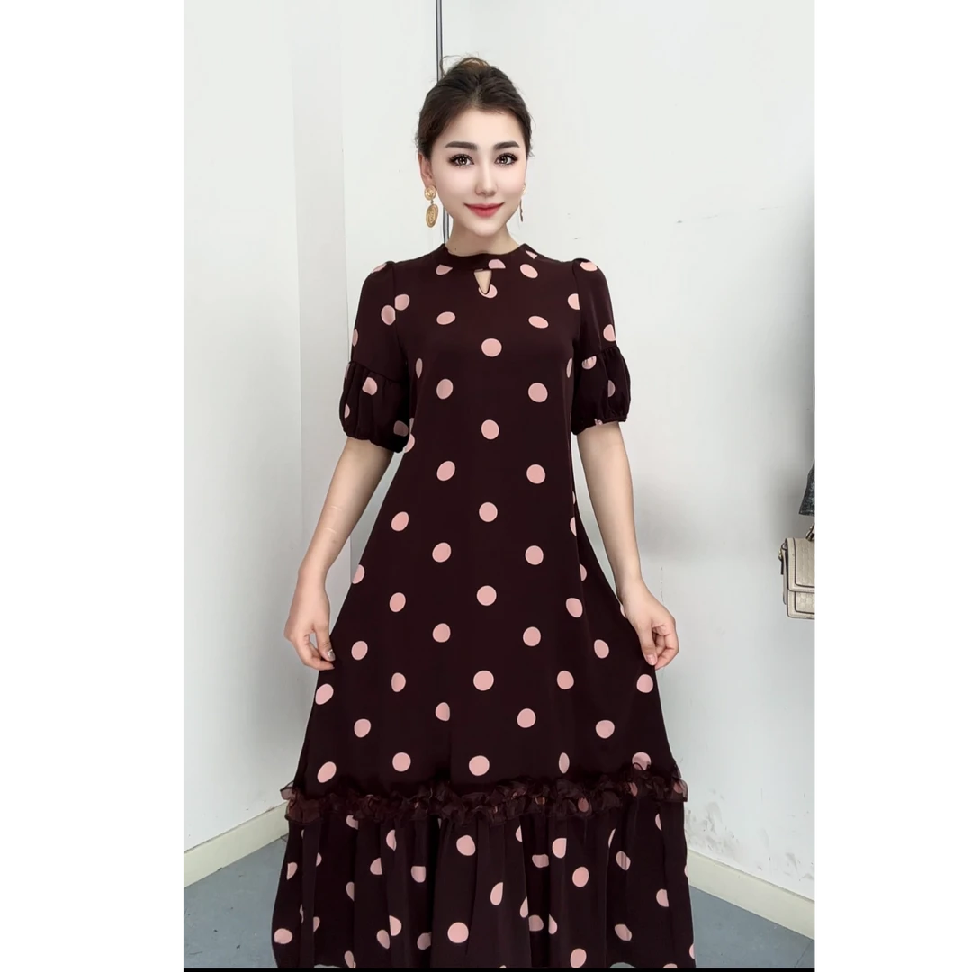 675【古丽店铺】夏季新款波点优雅时尚宽松版女装连衣裙