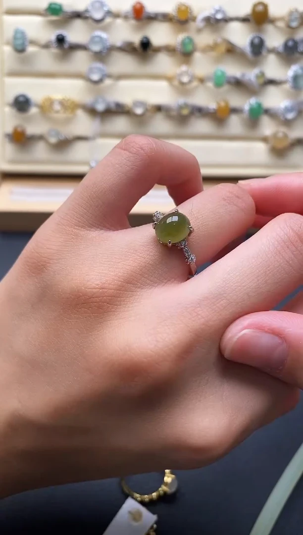 银S925镶嵌戒指翡翠6666666+7