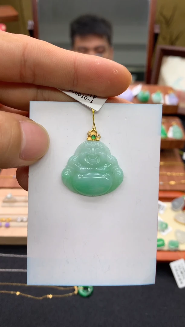 吊坠(不含链)18K金镶嵌翡翠佛公