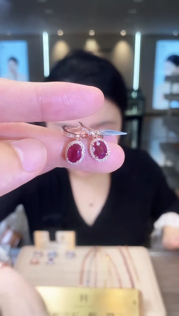 【闪购商品】红宝石耳饰银S925镶嵌09