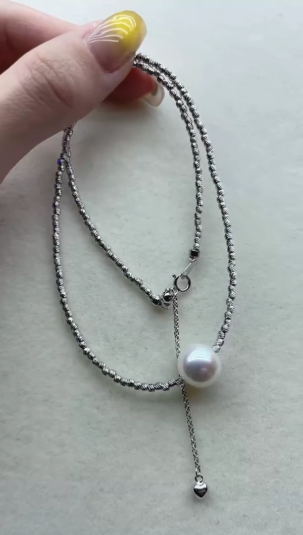 银S925镶嵌淡水珍珠套链65