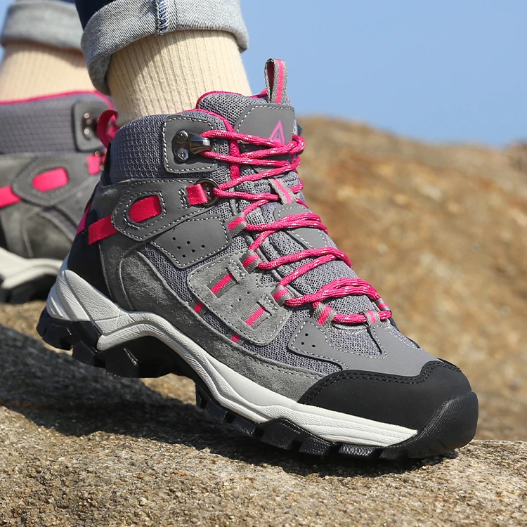 悍途秋冬高帮登山鞋软弹防泼水防滑适合雪山沙漠户外运动徒步鞋女