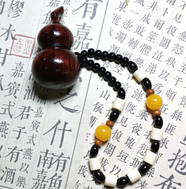 0067-单圈黄花梨葫芦把件手串 苑