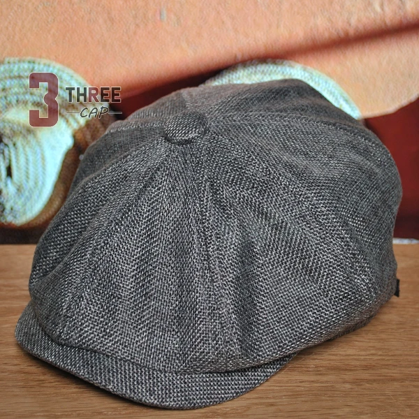 夏季亚麻报童帽时尚百搭画家帽简约贝雷帽显脸小前进帽纯色帽子