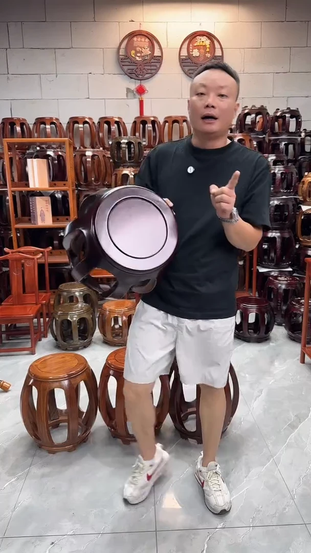 花梨木类家具酸枝色大号鼓凳八个