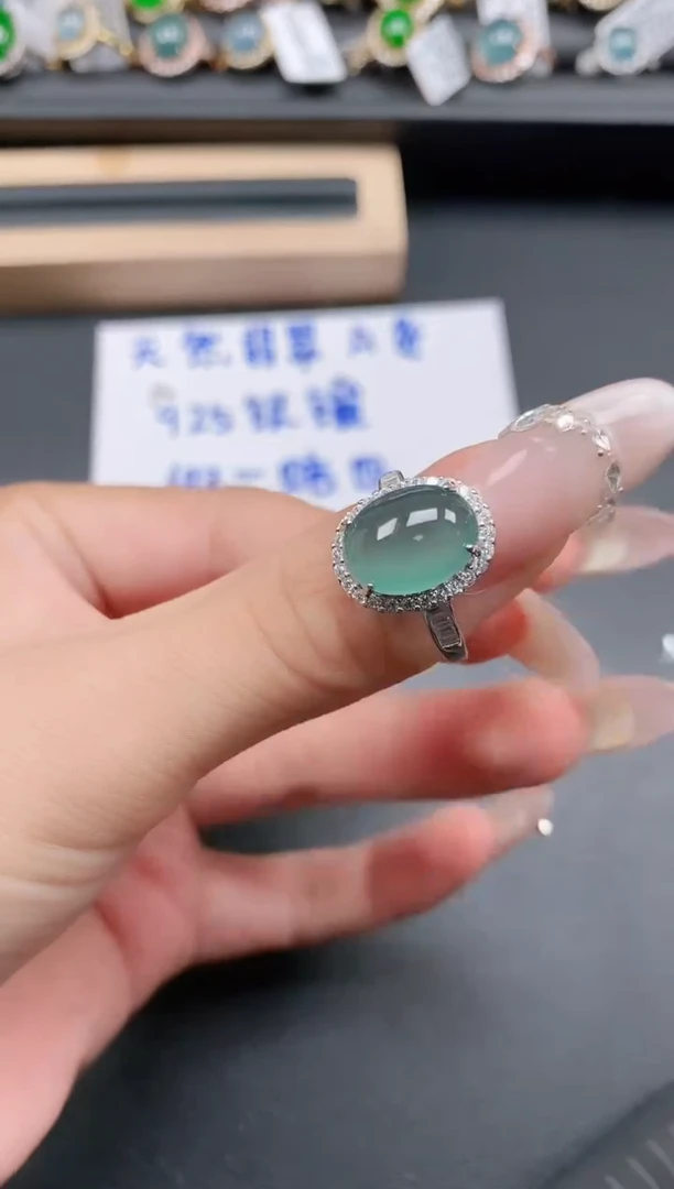 银S925镶嵌戒指翡翠111