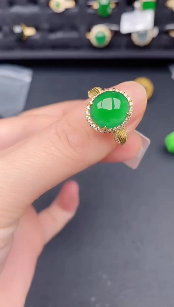 银S925镶嵌戒指翡翠天然a货翡翠276