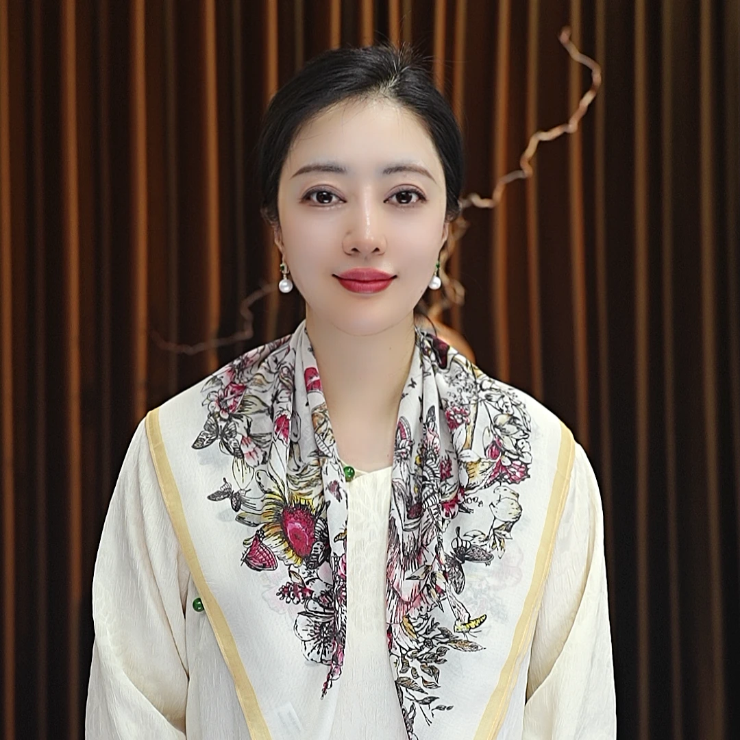 【蝴蝶飞舞】70*70天丝棉小方巾百搭女士丝巾围巾春夏款油画风复古