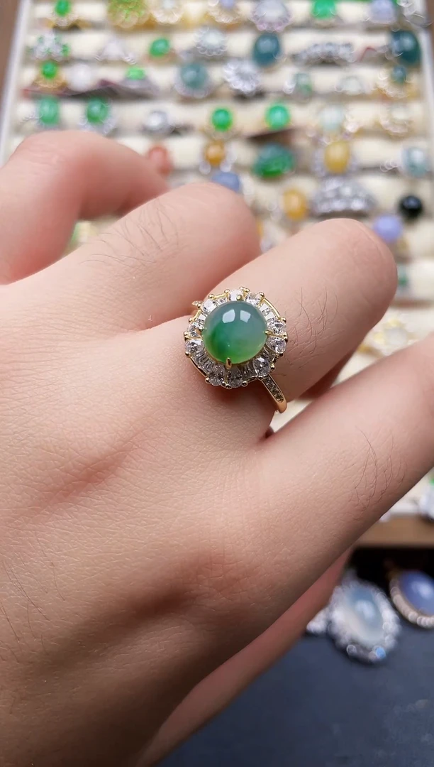 银S925镶嵌戒指翡翠82