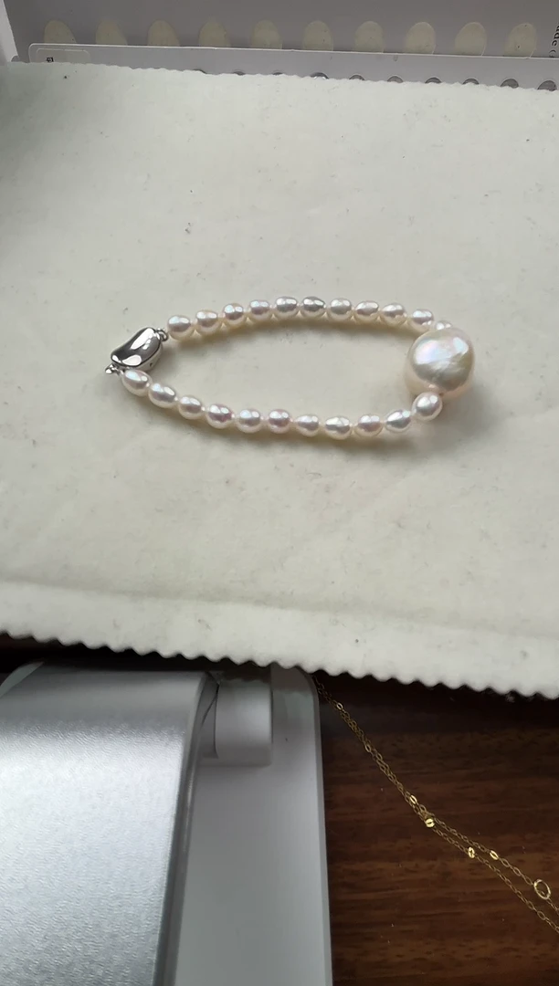 银S925镶嵌手链淡水珍珠淡水珍珠手链