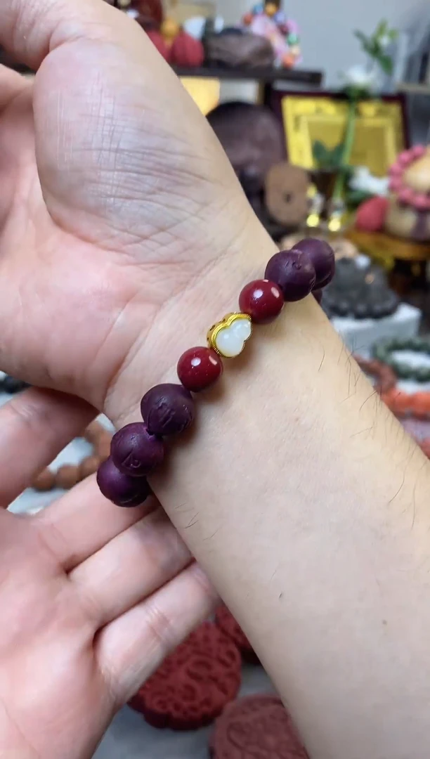 泥塑别三愁香方合香手串1.2尺寸-六字款