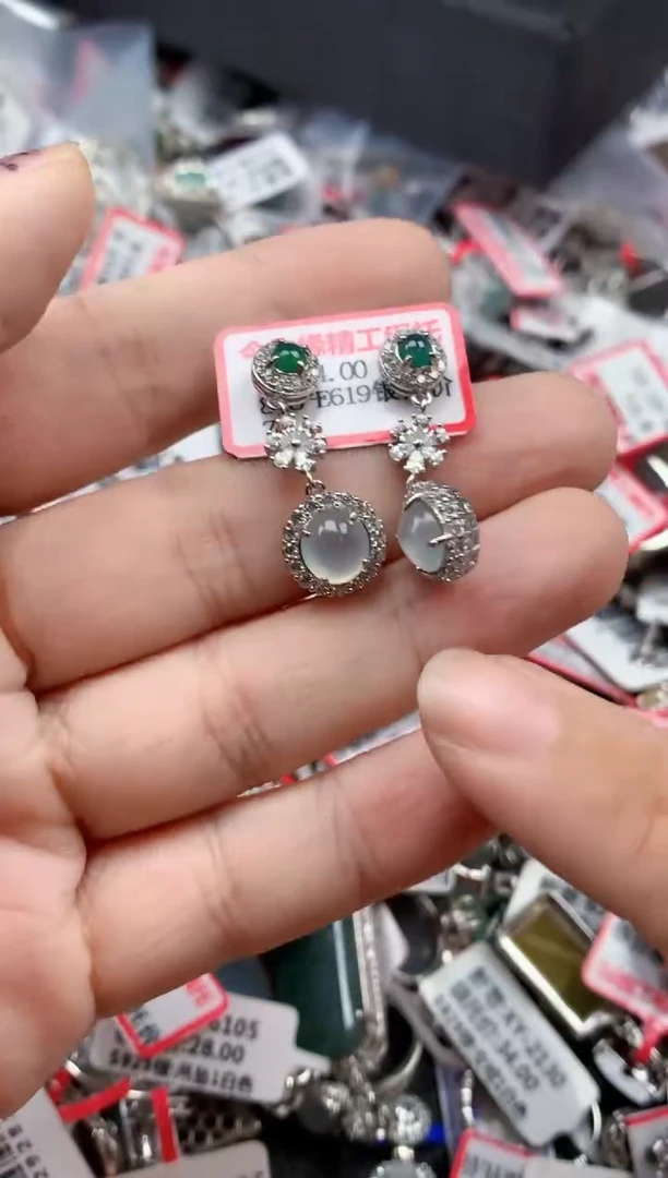 银S925镶嵌戒指翡翠天然A货缅甸翡翠