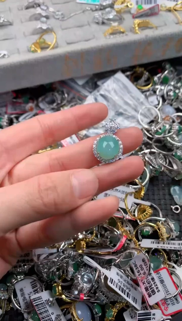 银S925镶嵌戒指翡翠5                    9