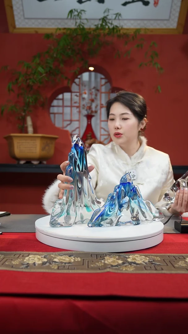 【闪购商品】琉璃手工艺品蓝色观山