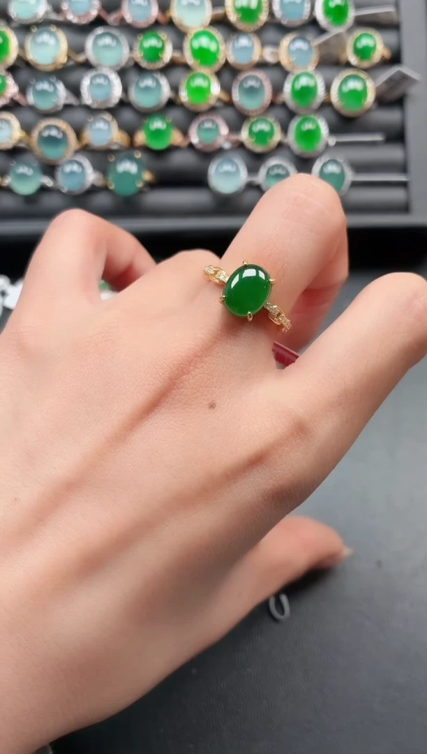 银S925镶嵌戒指翡翠111