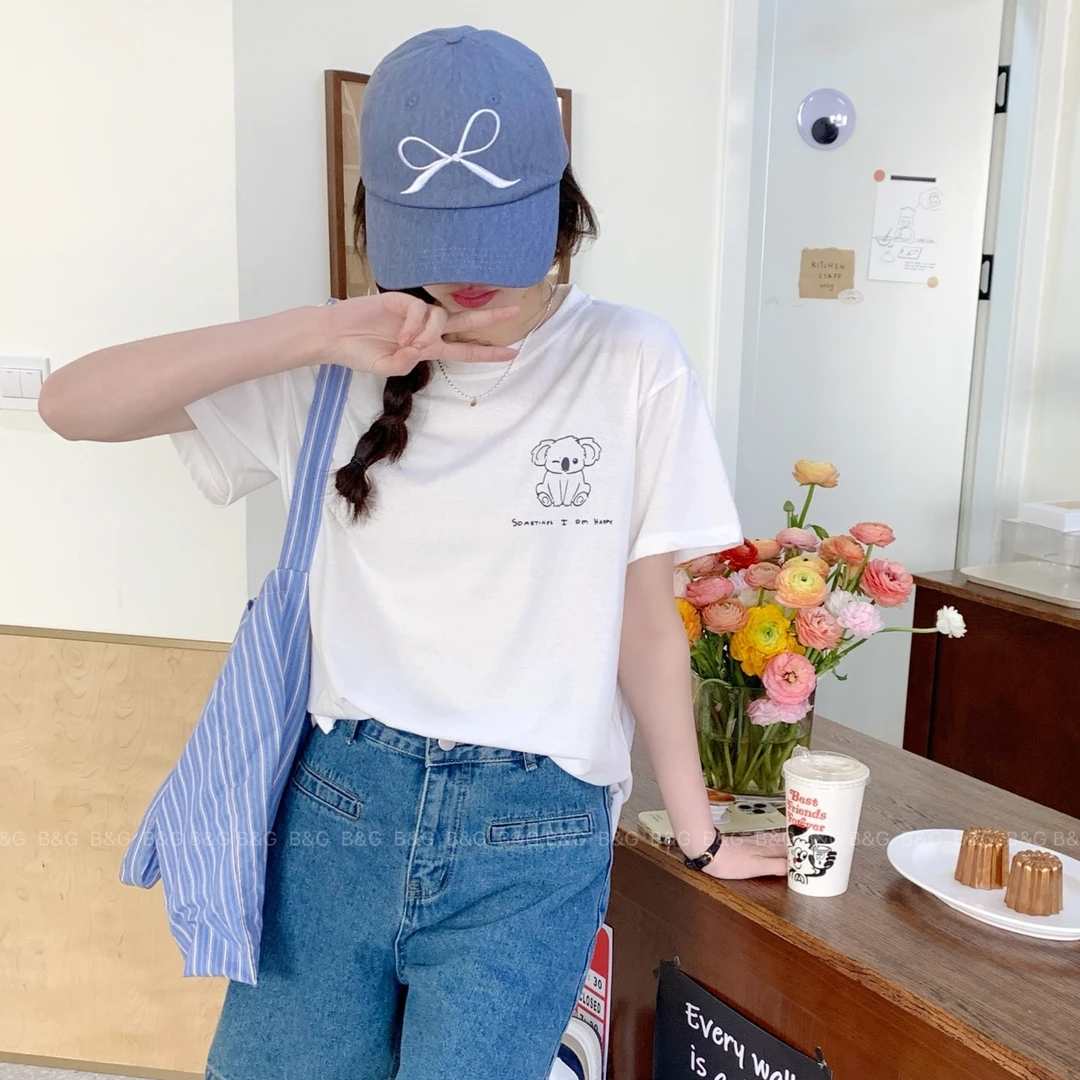 1702耐磨短袖风常规袖休闲风T恤长款夏装夏季打底印花