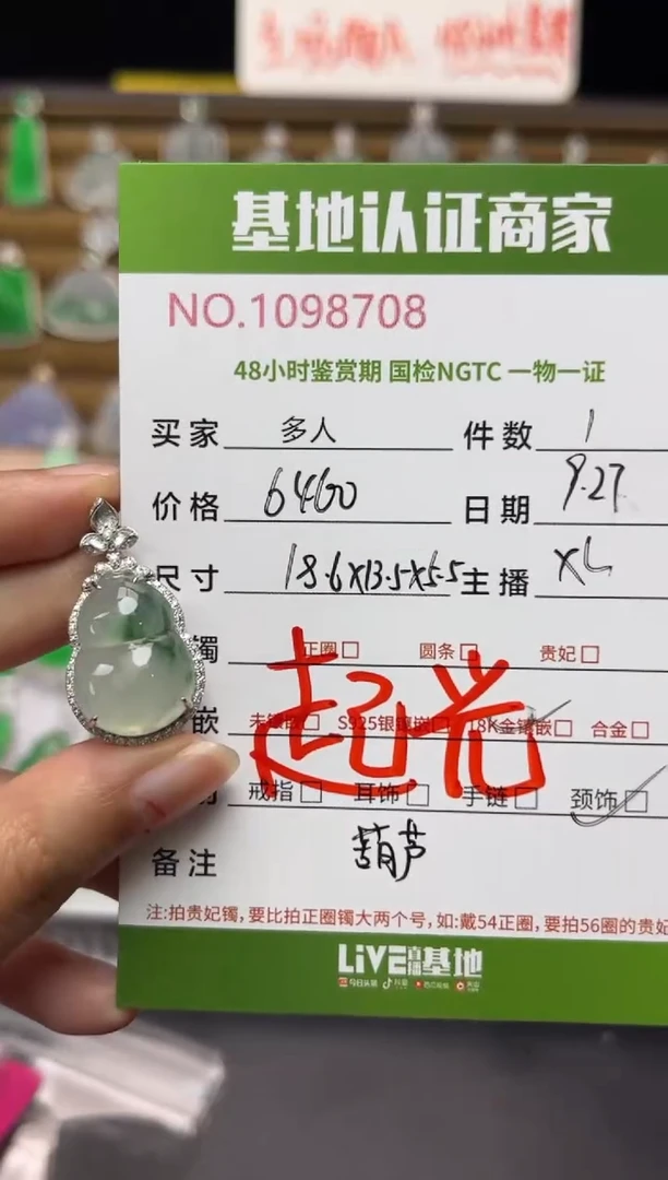 吊坠(不含链)18K金镶嵌翡翠多人