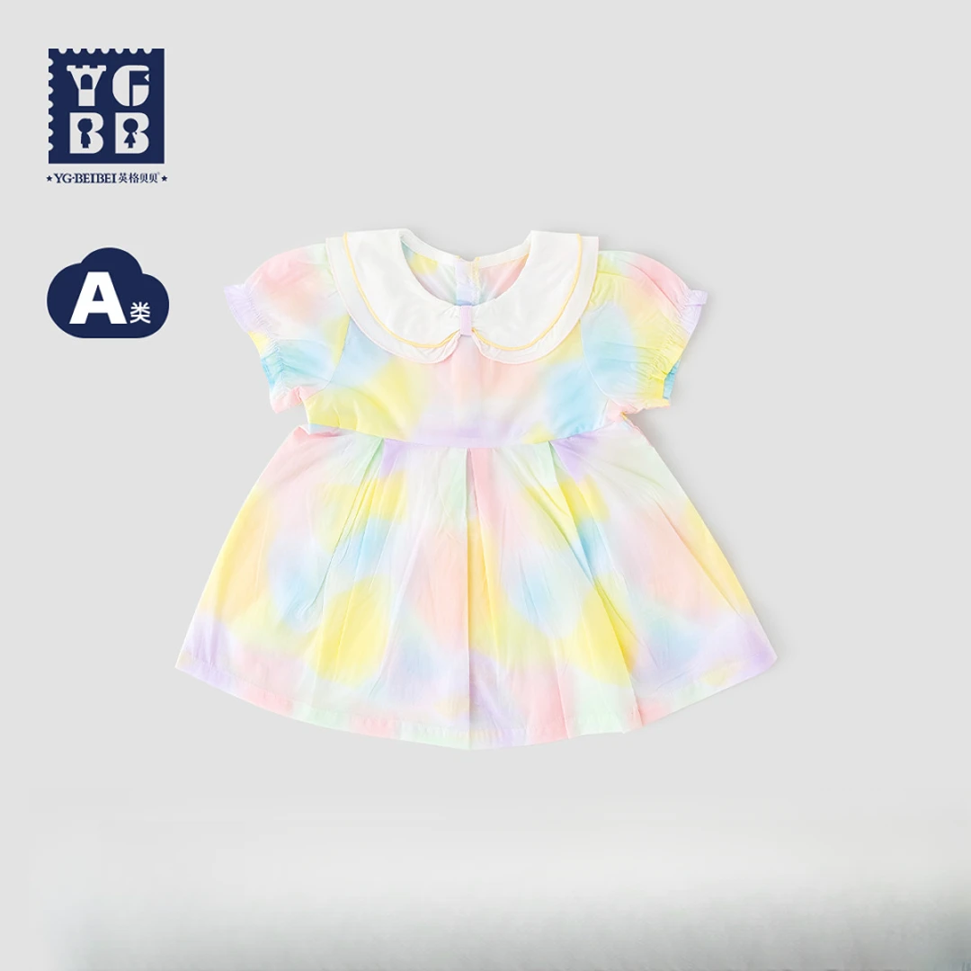 英格贝贝女童夏季短袖连衣裙6-12个月女宝宝娃娃领公主裙A232130