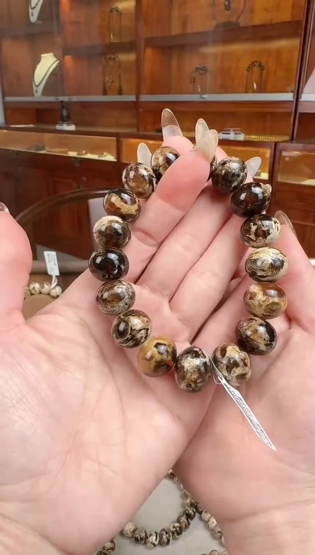 手链琥珀未镶嵌盐*鼎抚顺琥珀  干白溶洞花珀 手串