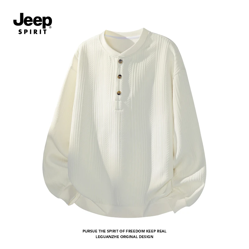 JEEPSPIRIT吉普卫衣长袖男春季潮牌重磅内搭宽松百搭潮流痞帅卫衣