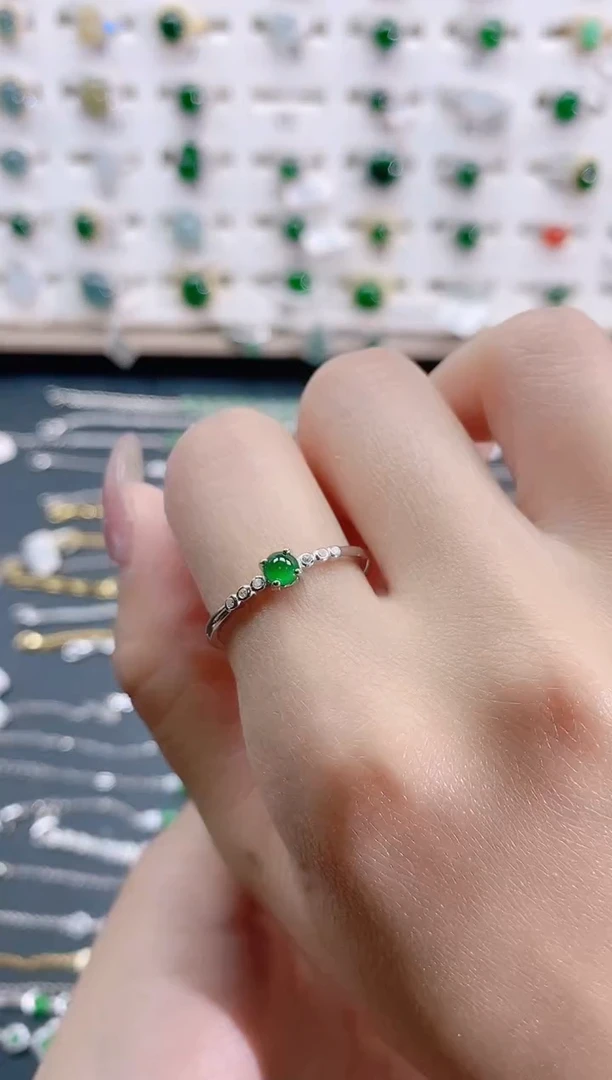 【闪购商品】翡翠银S925镶嵌戒指天然翡翠