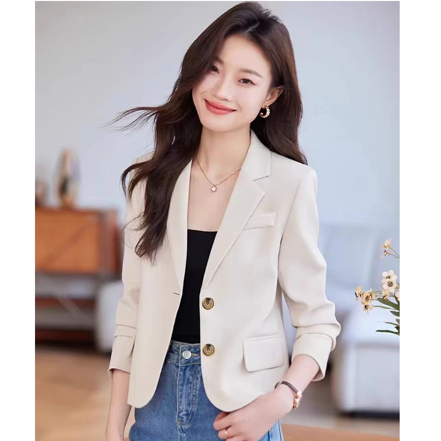 小个子米白色短款洋气春秋黑色西装外套西装外套女款爆款2025新款