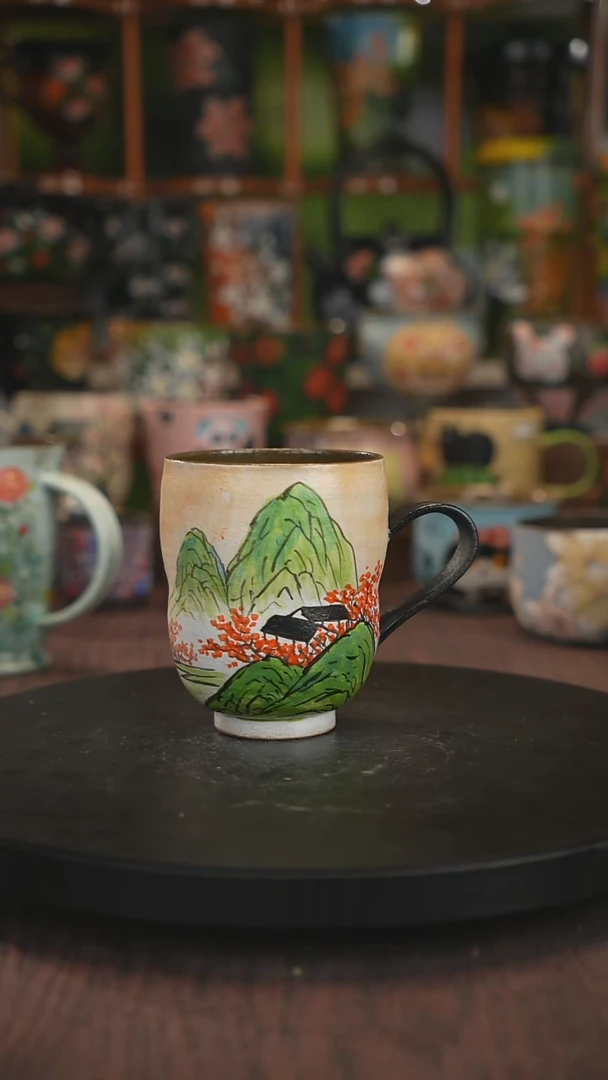 紫砂油画手绘釉下彩