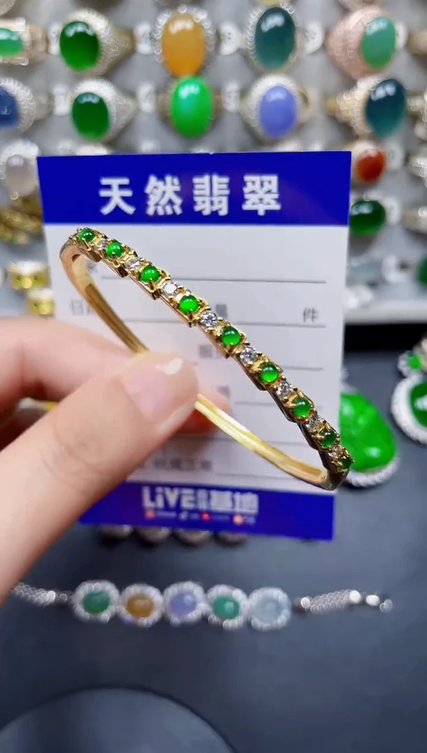 银S925镶嵌手镯翡翠169