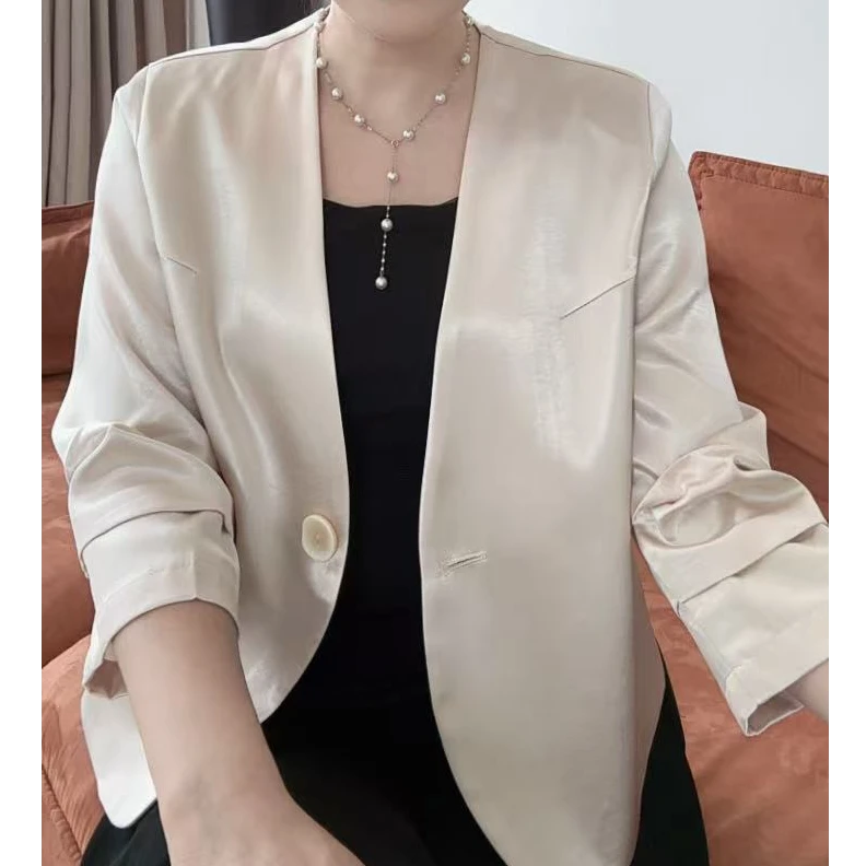 77166#-YY-新款小香风防晒小外套 七分袖短款外套防晒外搭