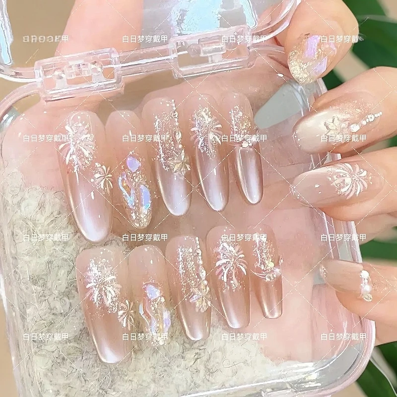 【满天繁星】纯手工穿戴甲高级感赫本风猫眼高级黑色新款爆闪气质