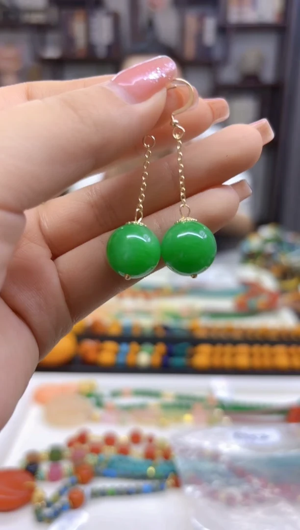 【闪购商品】翡翠耳饰14K金镶嵌耳坠E552