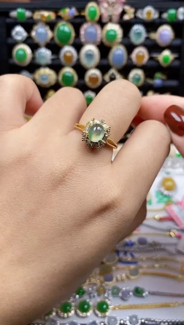 银S925镶嵌戒指翡翠9154