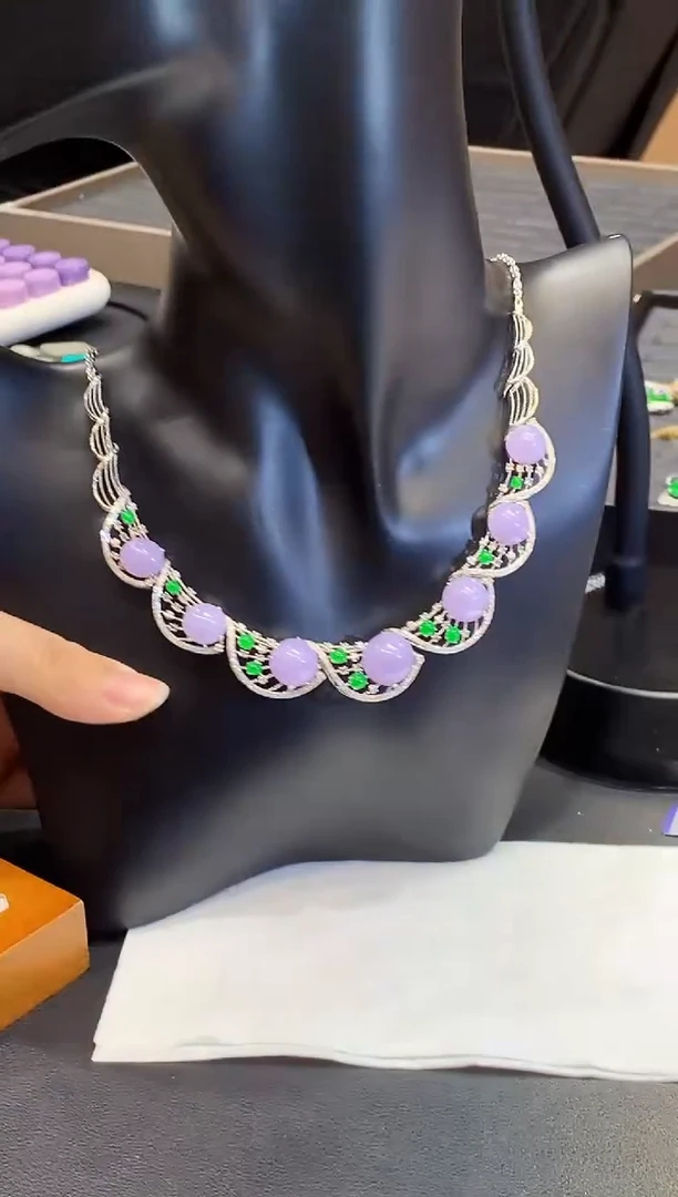 翡翠18K金镶嵌套链SY多样性发其一