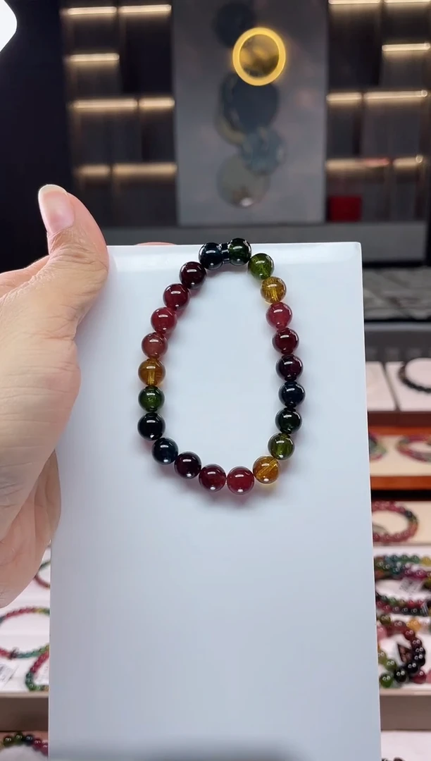 未镶嵌老矿碧玺单圈手串8mm+碧玺（多样性发一条）Q