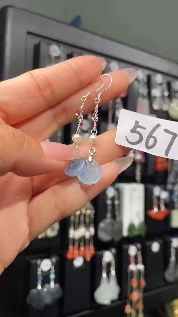 紫晶耳饰银S925镶嵌喜欢拍