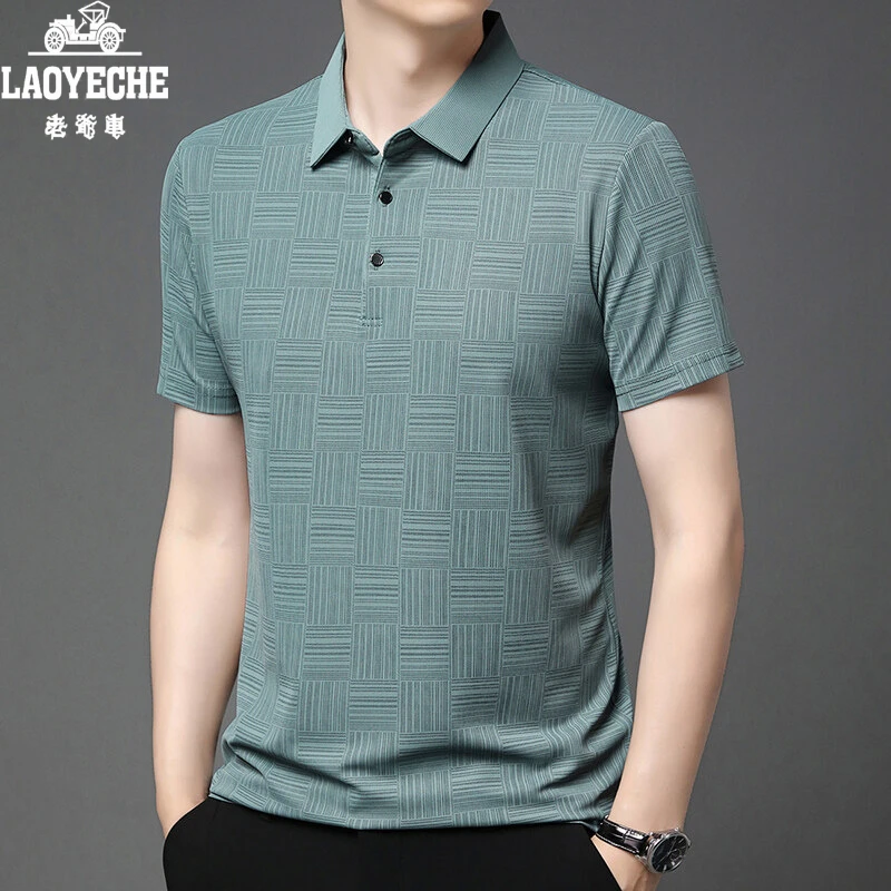老爷车品牌男装薄款休闲半袖透气商务时尚夏季潮流中年T恤Q137