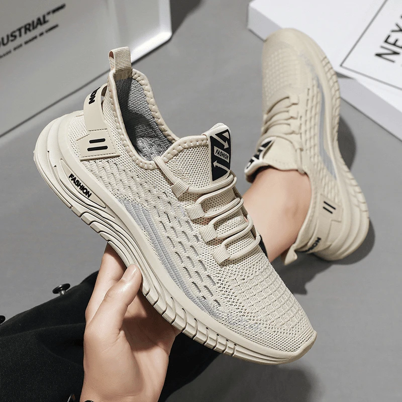 春季2024年网面透气休闲软底跑步男鞋飞织运动潮鞋椰子鞋时尚百搭