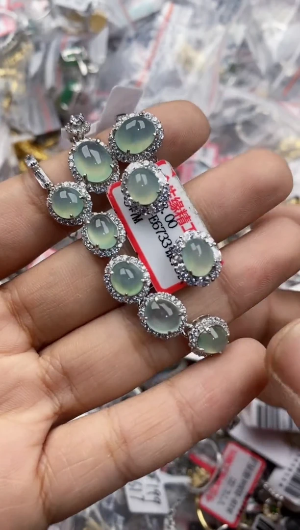 银S925镶嵌戒指翡翠444---3