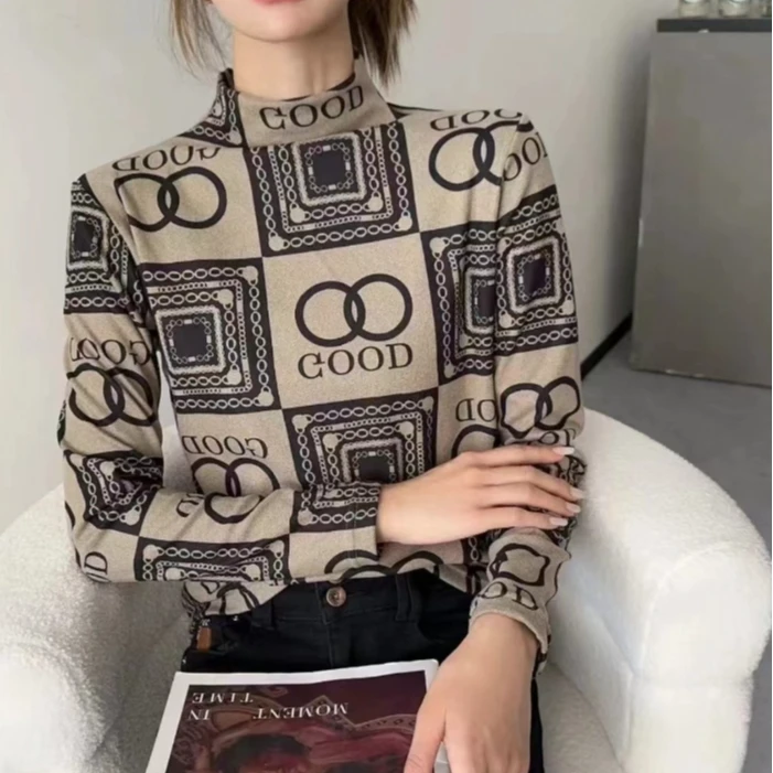 秋冬德绒阳离子发热保暖打底绒衫时尚百搭长袖保暖