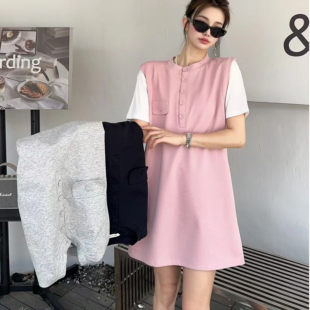 【锦衣服饰】SN 2805半一排扣款连衣裙