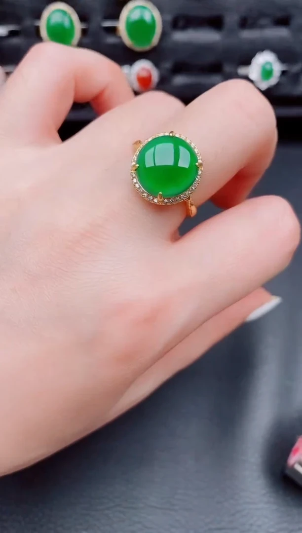 【闪购商品】翡翠戒指银S925镶嵌天然a货翡翠113