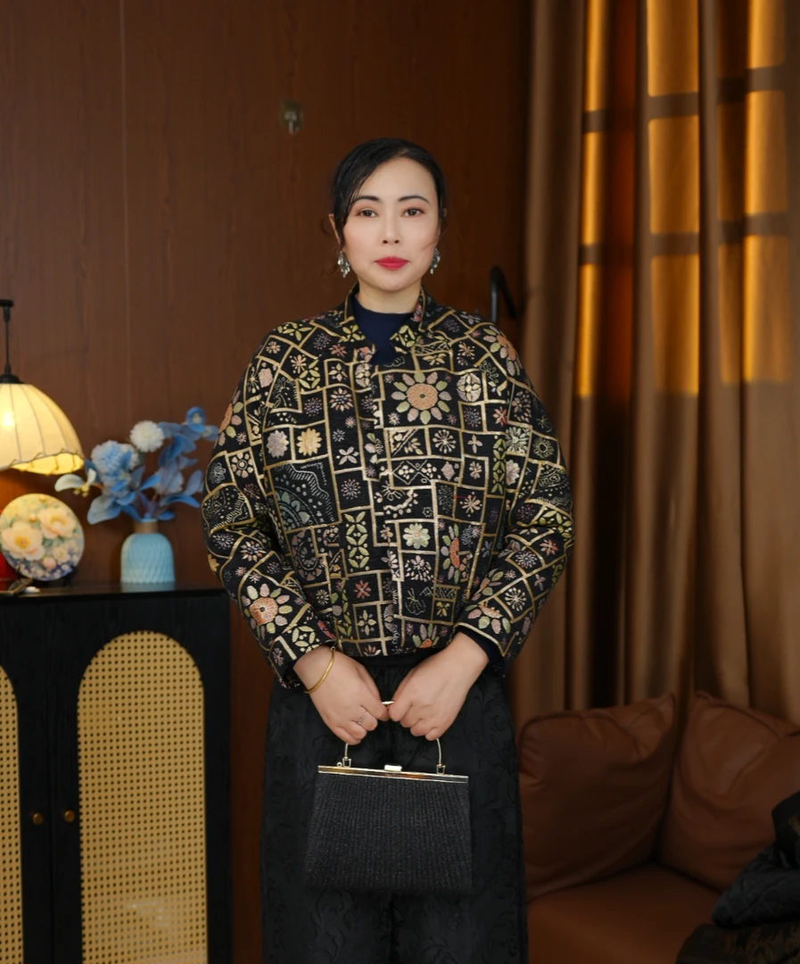 【太阳花】波西米亚风新中式国风刺绣棉服时尚秋冬宽松加厚外套立领