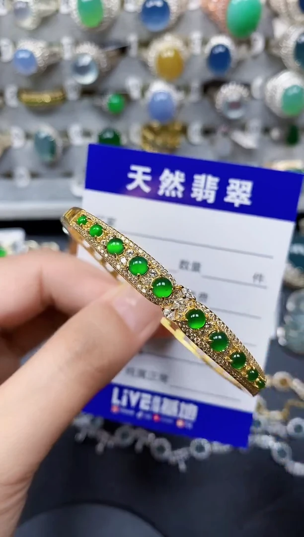 翡翠手镯银S925镶嵌205