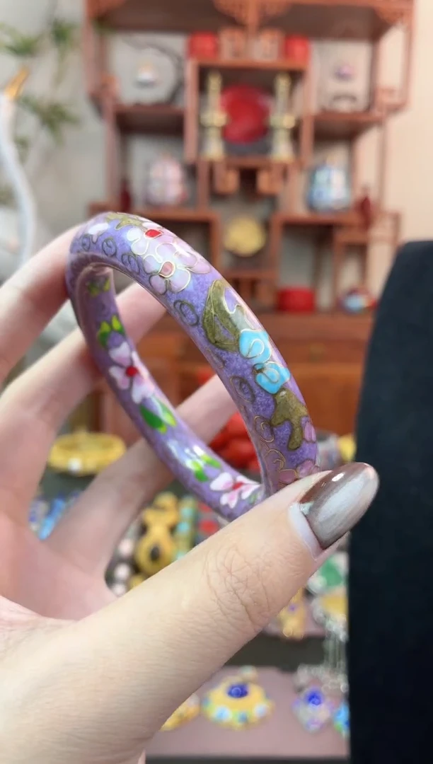 非遗手工景泰蓝镯子紫色