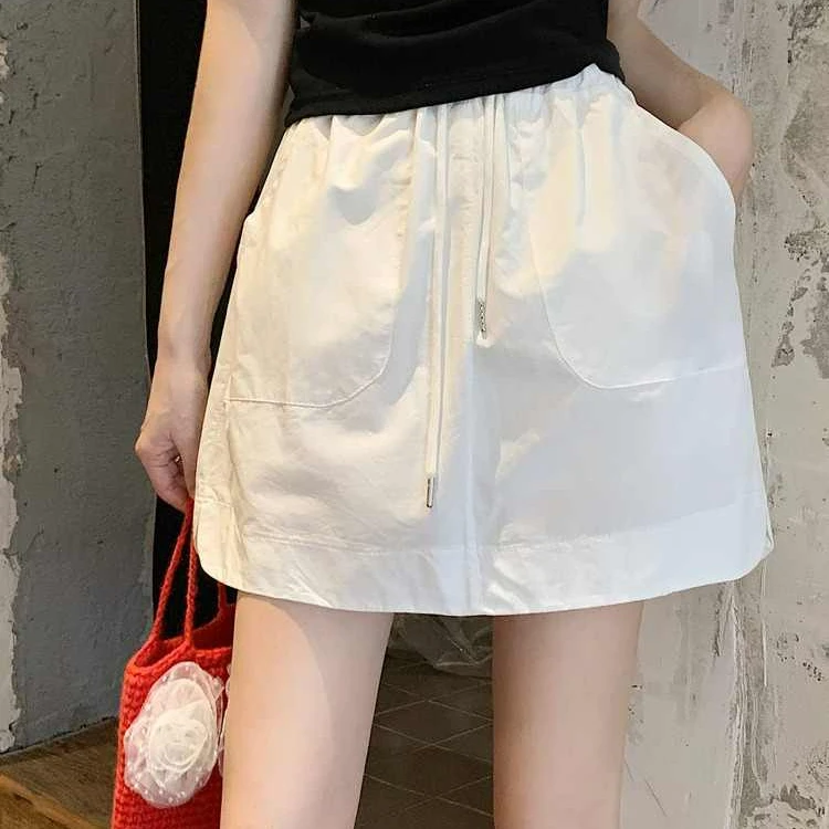 大码休闲工装半身裙女夏季胖mm小个子短裙高腰显瘦遮肚a字包臀裙