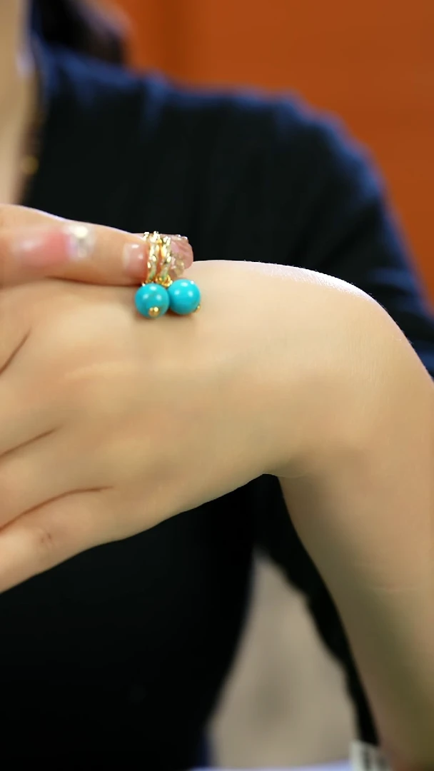 未镶嵌绿松石耳环～多样性发一