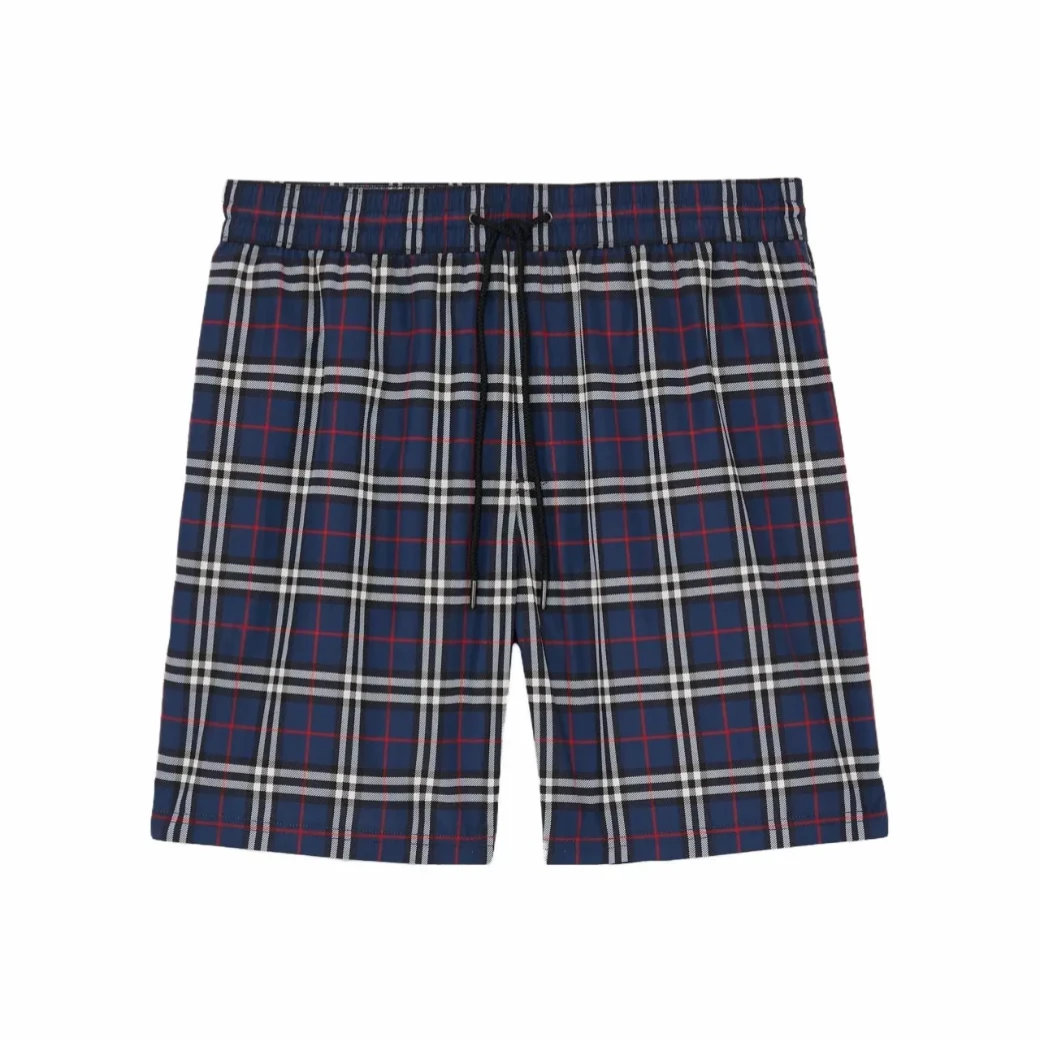 未使用 BURBERRY/博柏利 经典藏蓝色小格纹沙滩裤休闲短裤