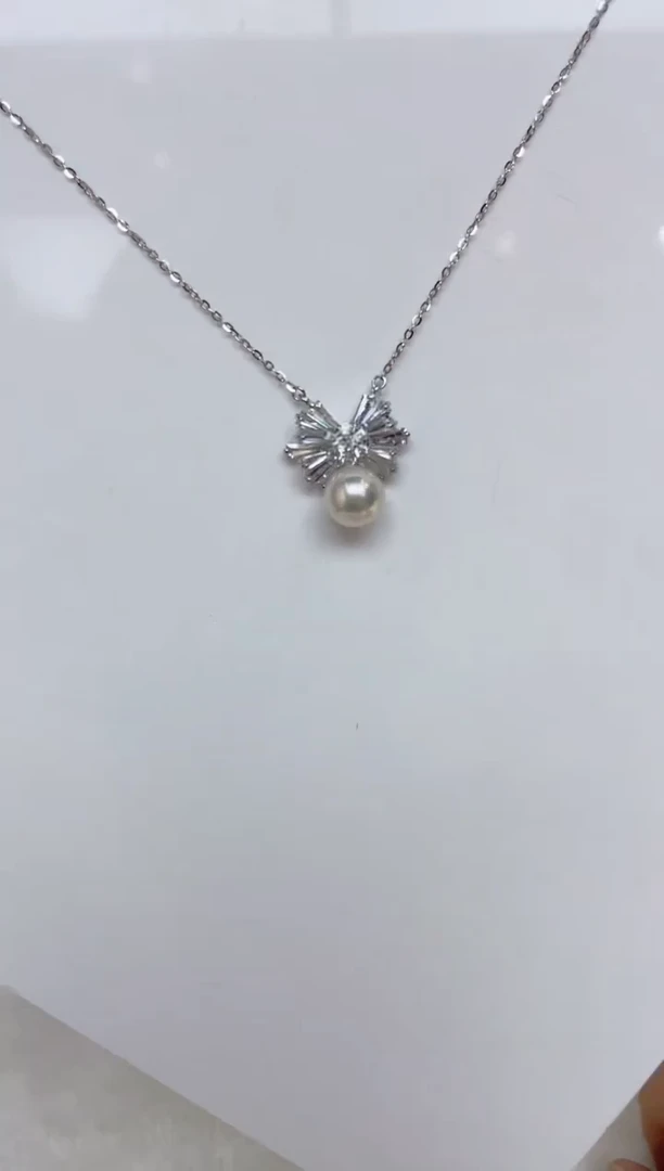 海水珍珠银S925镶嵌颈饰