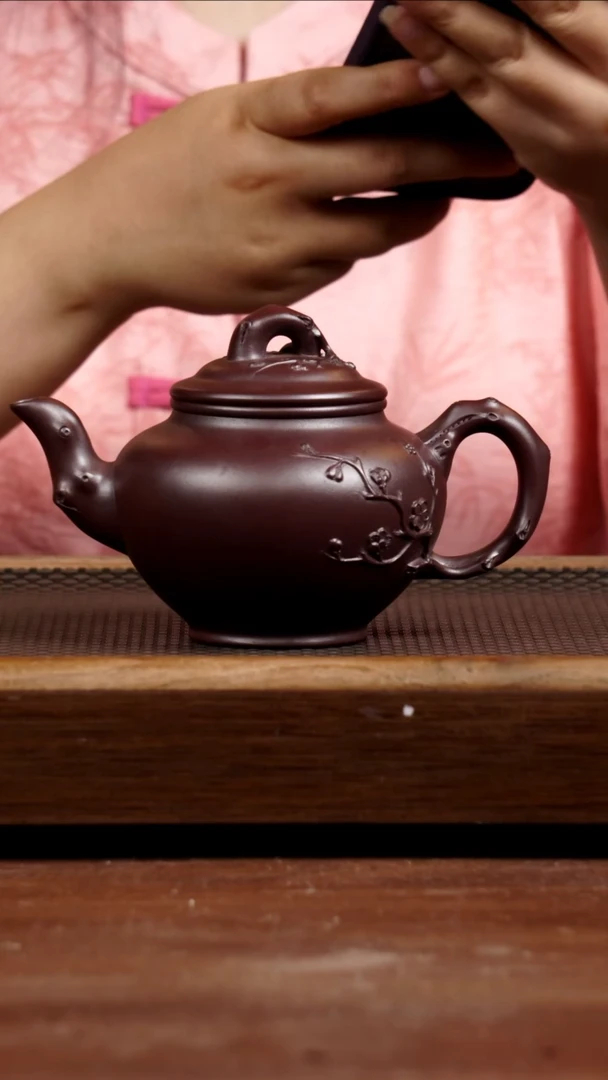 茶壶紫砂金龙血梅报春375CC